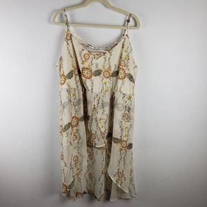 Maurices Women's 3X Lattice Front Flowy Cami Dress Neutral Cream Earthtones New